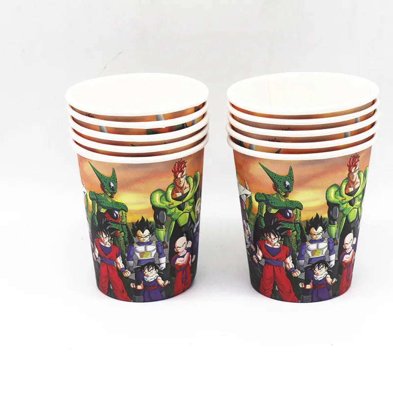 Seven Dragon Ball themed party tableware set disposable paper cup triangular flag blowing dragon straw