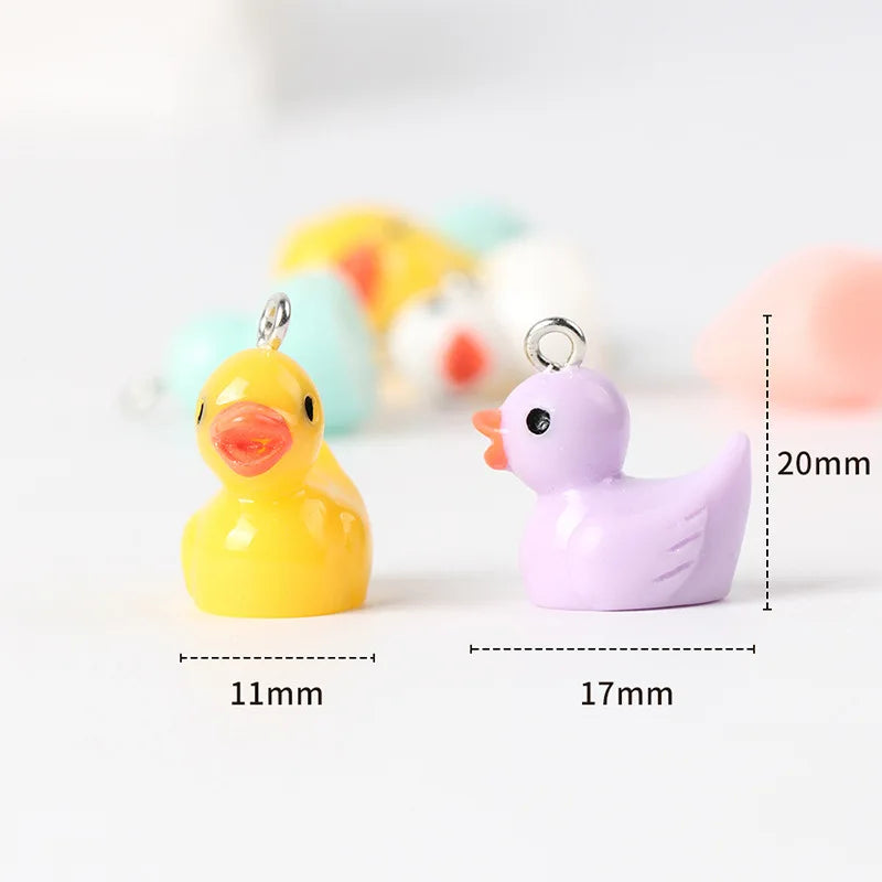 10/30/50/100pcs/Lot Yellow 3D Duck Resin Charms Cute Animal Pendant For Jewelry Making Diy Earrings Keychain Craft Accessories