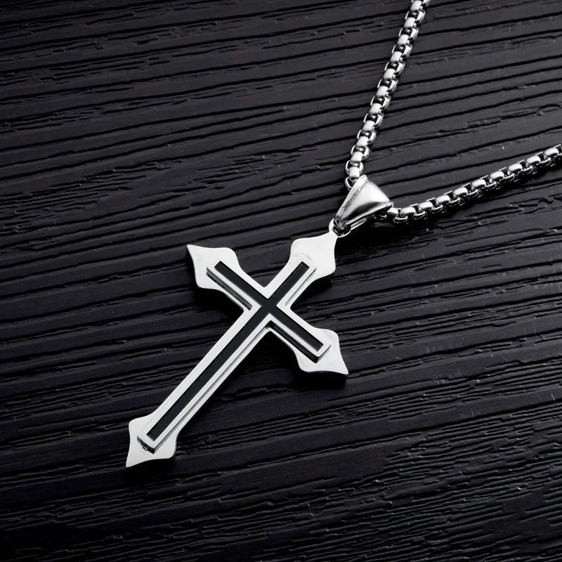 Stainless Steel Cross Pendant Necklaces For Women Men Teens Punk Hip Hop Gothic Cross Pendant Necklace Fashion Jewelry Gifts