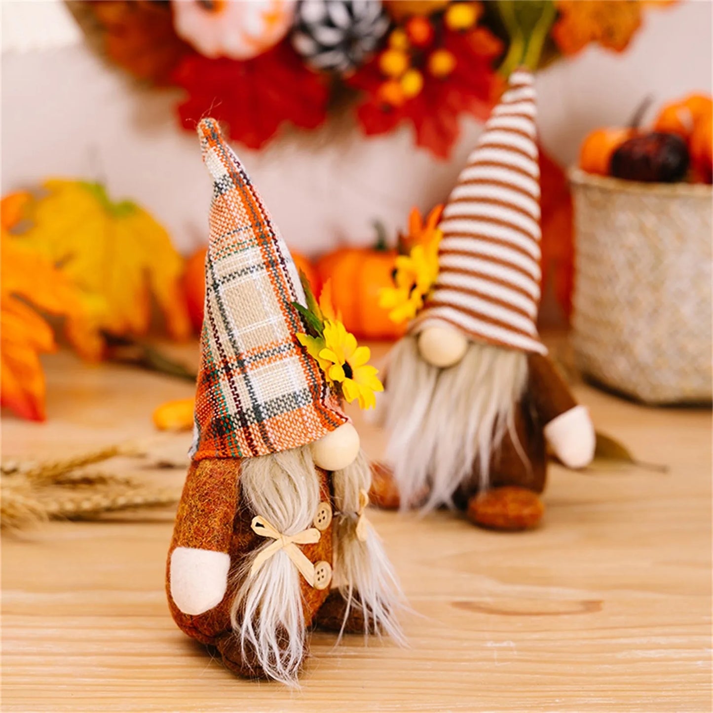 Fall Gnome Sunflower Maple Doll Harvest Autumn Elf Dwarf Plush Faceless Dolls Ornaments for Home Halloween Thanksgiving Decor