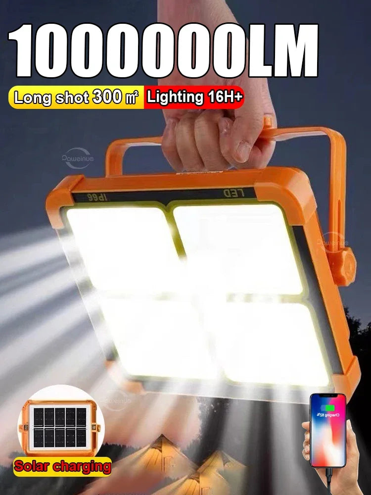 NEW 20000mAh Solar Rechargeable Camping Lantern High Power Bank LED Tent Light  Powerful Magnet Flashlight Repair Emergency Lamp