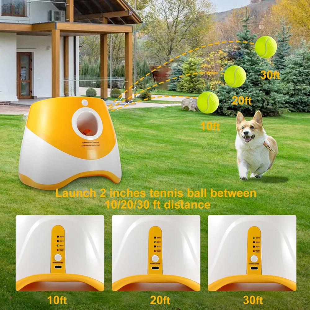 Dog Toys Automatic Ball Launcher Throwing Machine Catapult Pet Toys Tennis Launcher Outdoor Interactive Training Accessories