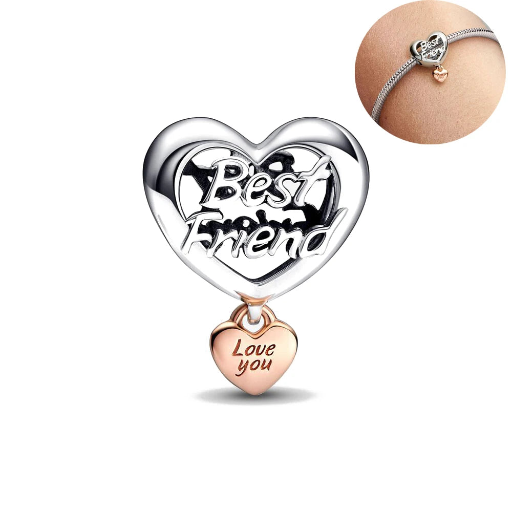 New 925 Sterling Silver Best Friend Soul Companion Dangle Charm Diy Fit Original Pendant Charm Bracelet Women Fashion Jewelry