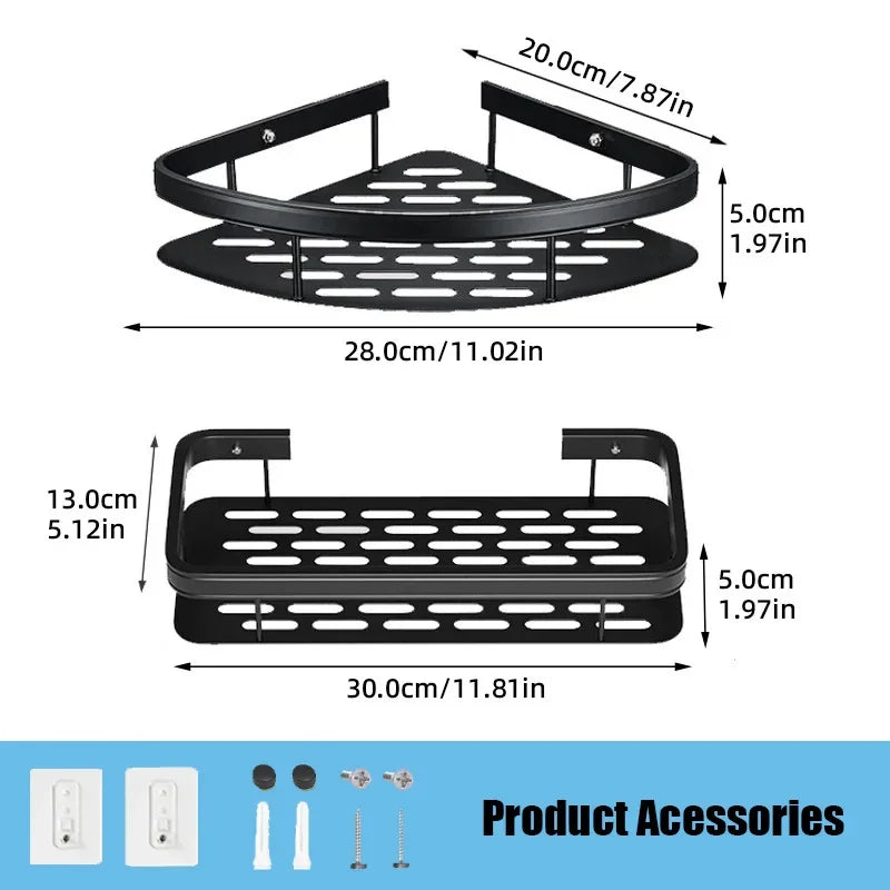 Adhesive Shower Caddy Rustproof Organizers  Large Capacity  No Drilling Shelves for Bathroom Storage  Home Decor