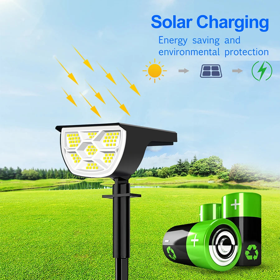 72/68 LED Solar Landscape Spotlights Lights Outdoor 2-in-1 Garden Outdoor Solar Powered Wall Light 3 Mode Front Door Backyard