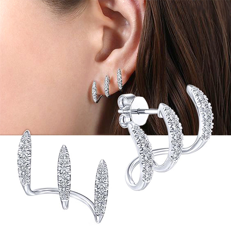 2023 New Silver Color Claws Stud Earrings with Crystal AAA CZ Stone Modern Design Fashion Versatile Accessories Women Jewelry