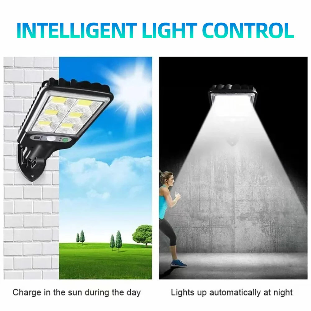 Solar Outdoor LED Wall Light with Human Body Waterproof 3modes Induction for Garden Terrace Garage Courtyard and Street Lighting