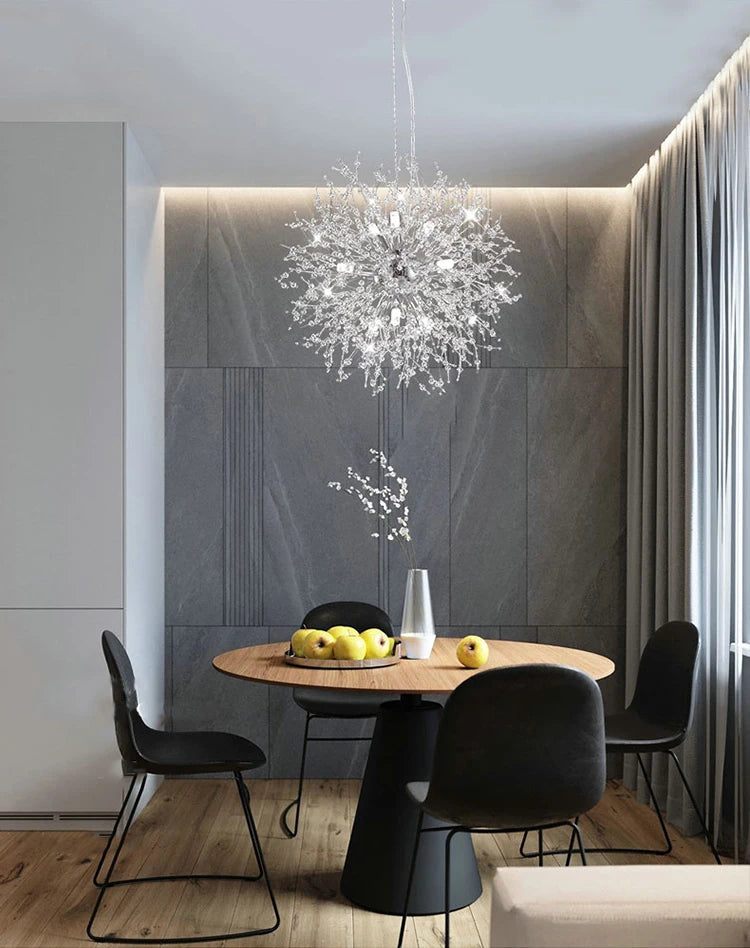 Modern Sky Star Fireball Crystal Pendant LED Lighting Dandelion Restaurant, Living Room Pendant, Bar Art Danish Luminaire