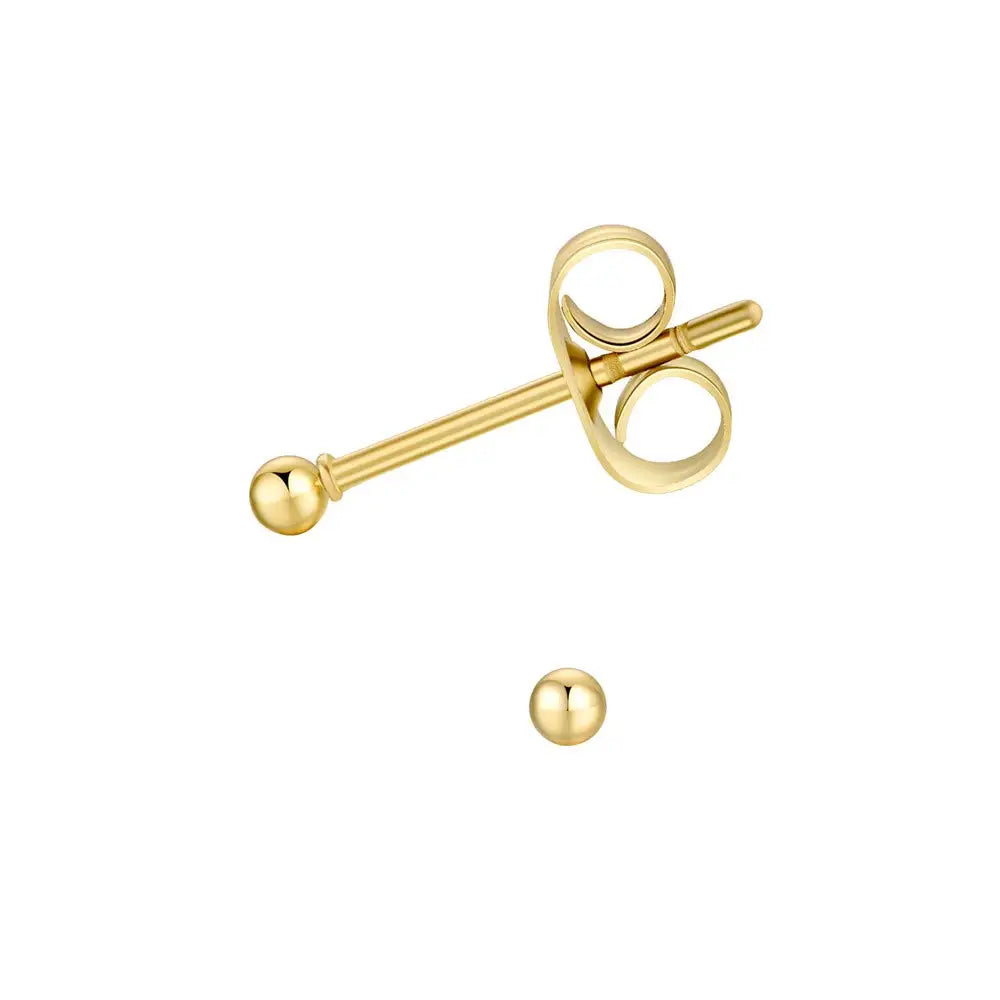 1 Pair Tiny Women Girls 14K Gold Plated Round Ball Stud Earrings Surgical Stainless Steel Earrings Set 2-6MM