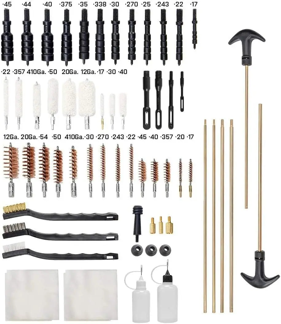 Gun Cleaning Kit Universal for All Guns, Gun Brushes for Pistol, Handgun, Shotgun, Rifle, Elite Brass Rods and Wire Rope