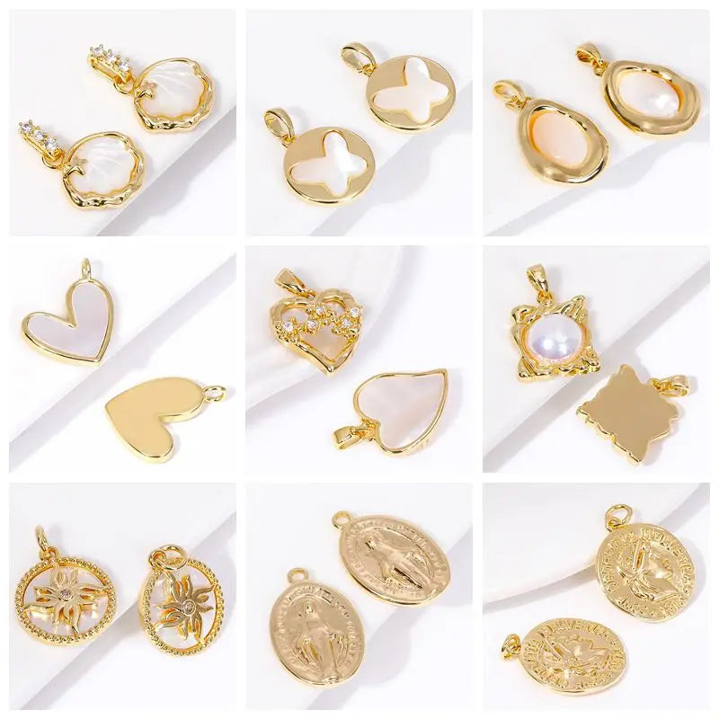 18K Gold Plated Brass Mini Tree Leaf Leaves Charms Pendants,For Earrings Necklace Jewelry Making DIY Handmade Crafts Wholesale