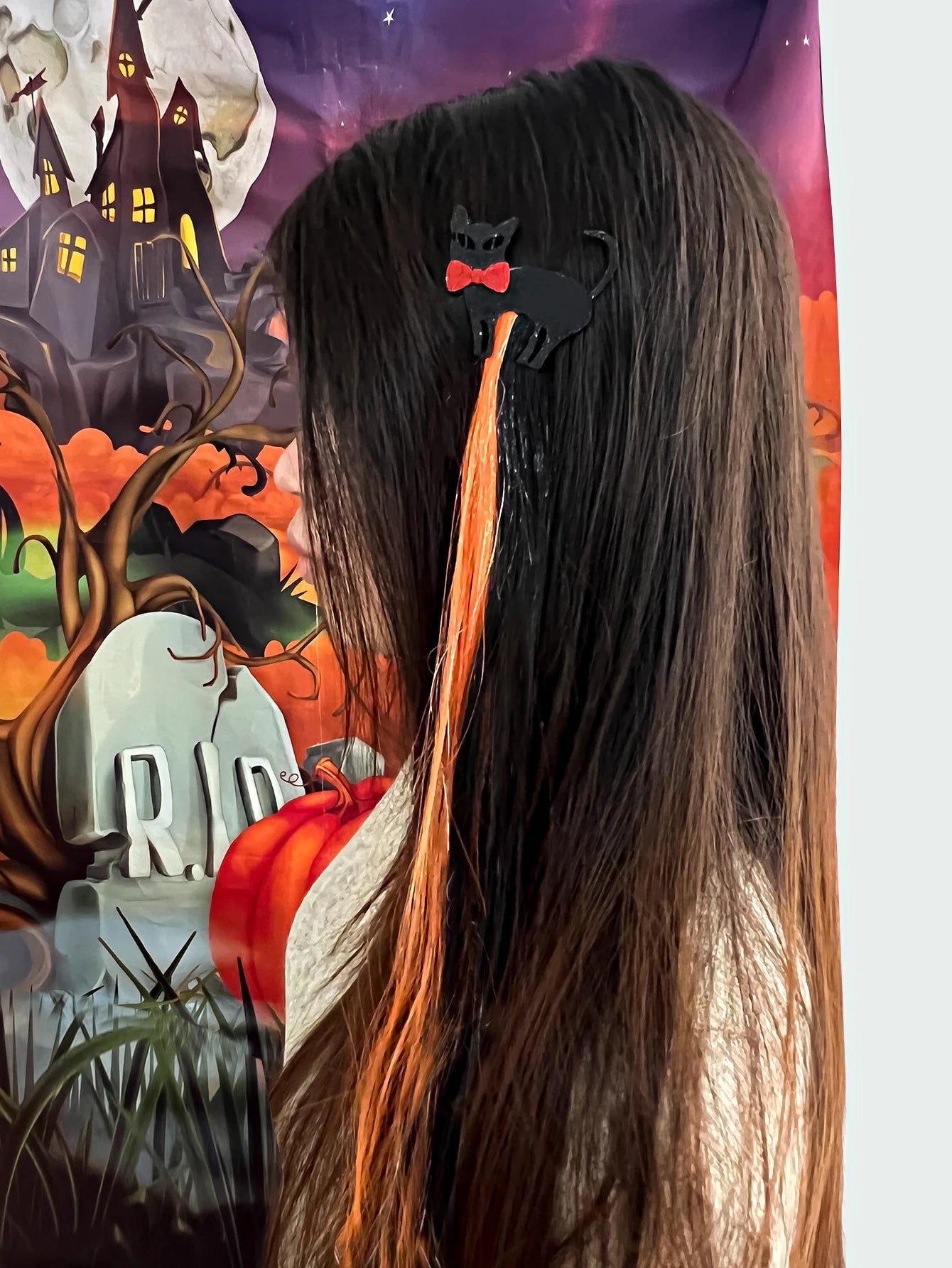 1Pcs Halloween Wig Hair Clips for Girls Women Colored Hair Extensions Accessories Hairpin for Halloween Party Present