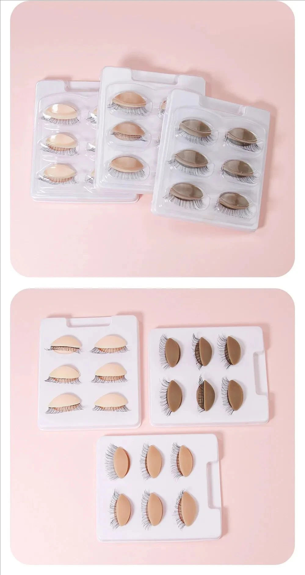 MJ 3Pairs/Set Replacement False Eyelash Extension Practice Head Model Silicone Removable Eyelids Tattoo Training Eyes Mannequin