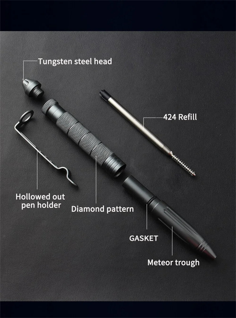 High Quality Steel Anti Skid Portable Self Defense Pen Aluminum Glass Breaker Survival Tool Multi Functional Tactical Pen