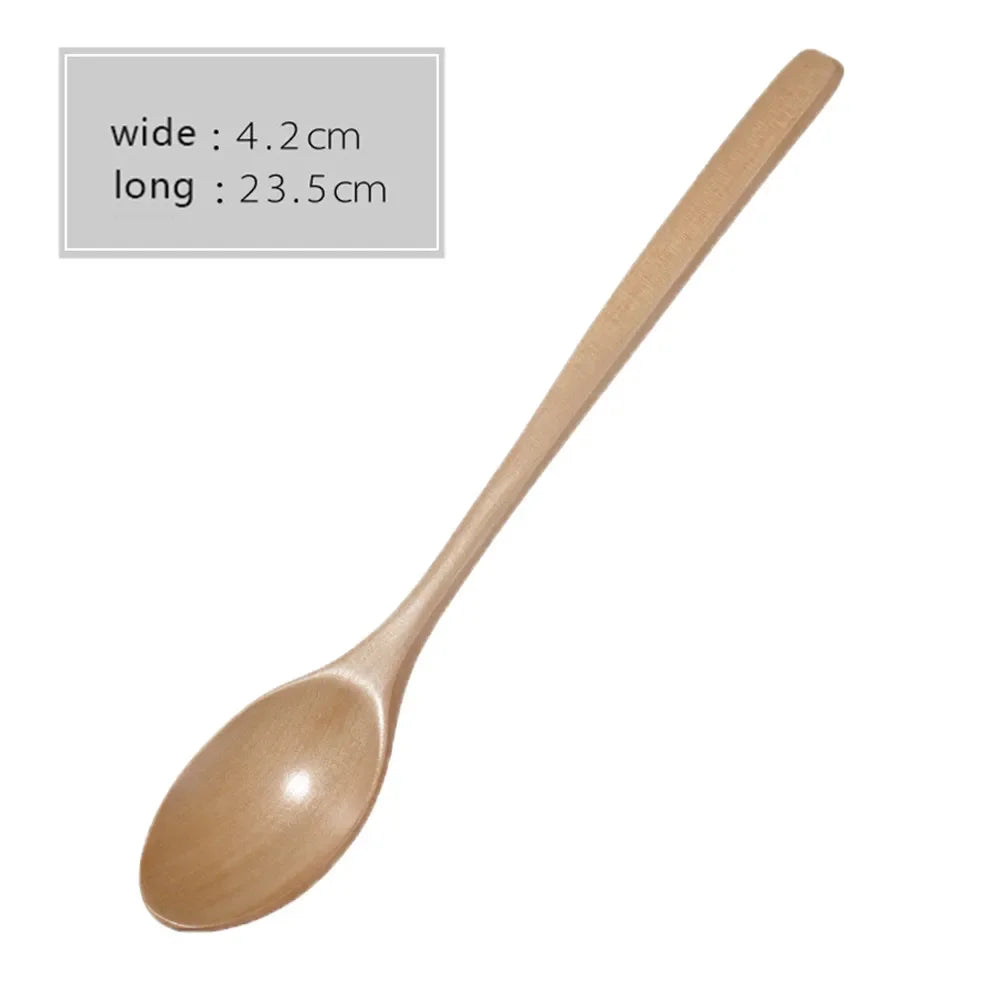 2pcs Wooden Spoon Tableware Kitchen Cooking Utensil Tools Soup Tea Spoon Catering Cooking Tool Coffee Soup Teaspoon Honey Spoon