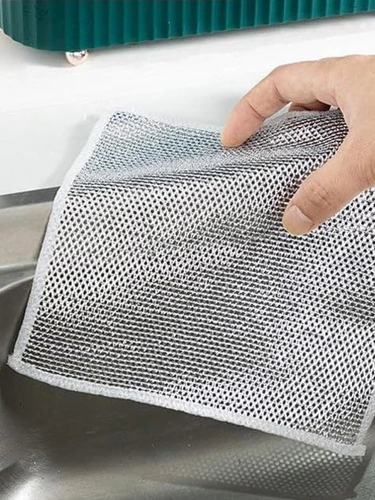 10 Pcs Mesh Fabric Dishcloth Cleaning Cloth Dualsided Silver Wire Grid Abrasive Dishwashing Cloth for DIY Sewing Fabric Crafts