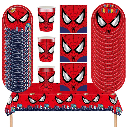 New Disney Spiderman Birthday Party Decor Plates Napkins Paper Cups Spiderman Tablecloth Banner Superhero Birthday Party Supplie