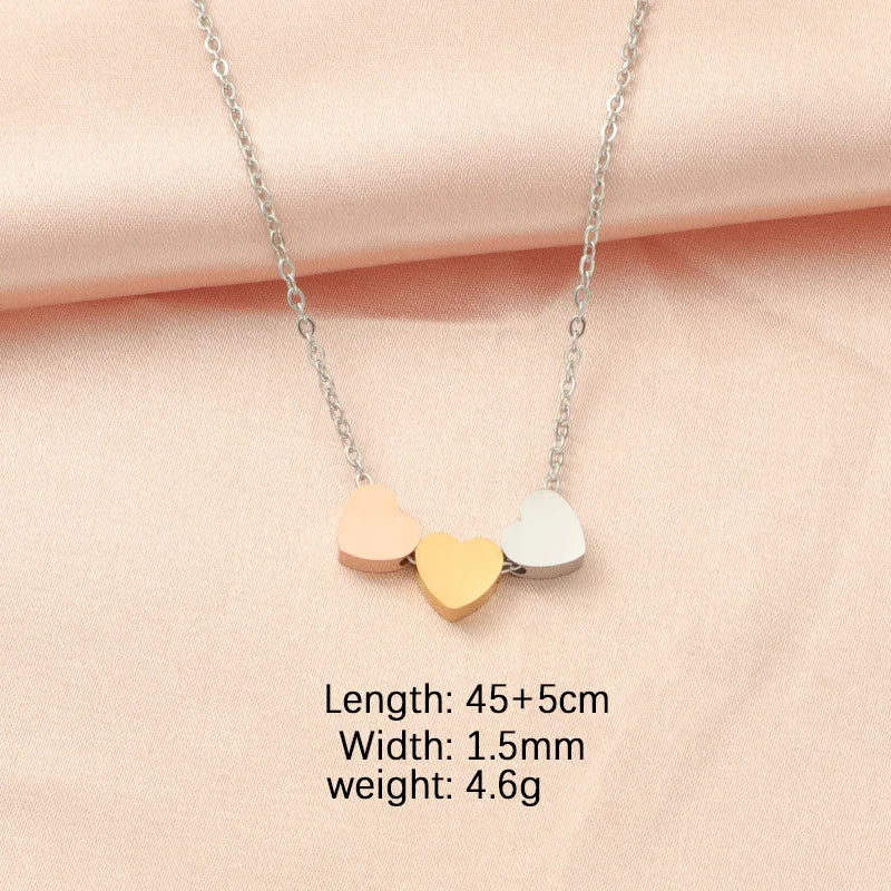 RAKOL Stainless Steel Necklaces Trend Sweetheart Gold Color Silver Color Metal Charms Pendants Chains Fashion Necklace For Women