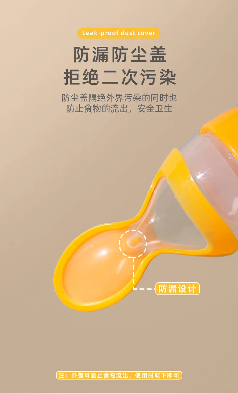 Squeezing Feeding Bottle Silicone Newborn Baby Training Rice Spoon Infant Cereal Food Supplement Feeder Safe Tableware Tools