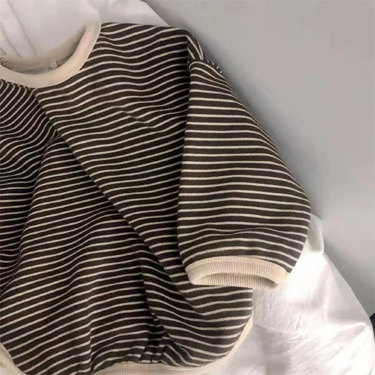 Lawadka Cotton Children's Clothing Long Sleeve T-shirts Striped Baby Boy Girl Tops Casual Kids T-shirt Autumn Spring Tee 1-8T