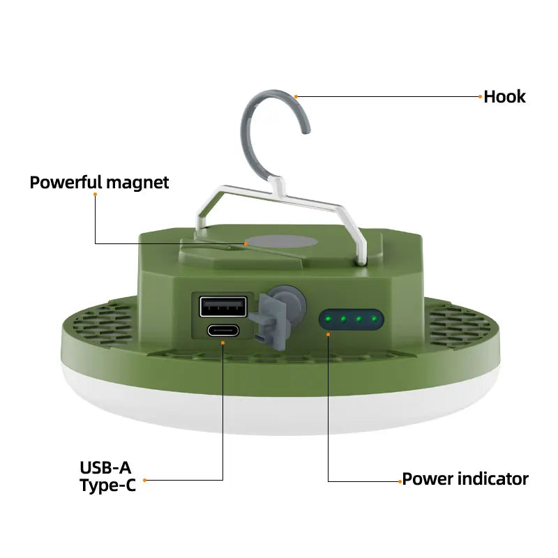 MOSLIGHTING Outdoor Camping Lantern Portable Rechargeable LED Magnet Hanging Tent Lamp Fishing Lights Household Emergency Lights