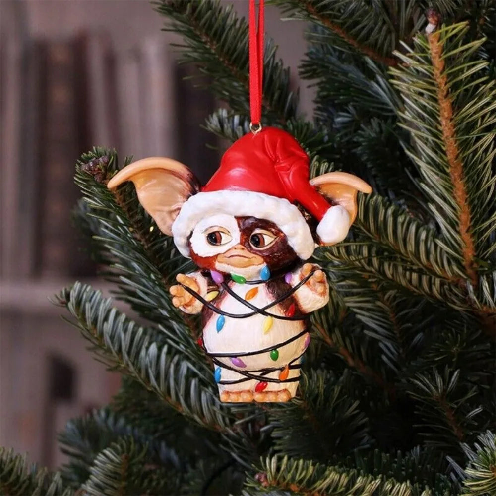 Gremlins Santa Hat Hanging Christmas Tree Decoration Pendant Cute Puppy Acrylic Ornament Christmas Gift Festive Party Supplies