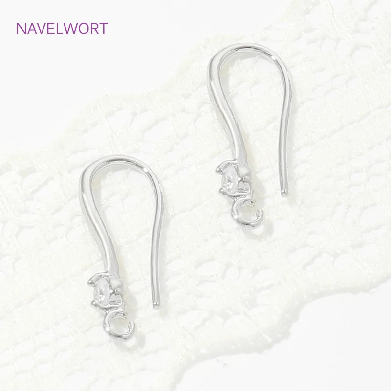 10/20Pcs Earwires Hooks For Earring 18K Gold Plated Brass Inlaid Zircon Earrring Clasp Hooks Fittings,Accessories For Earrings