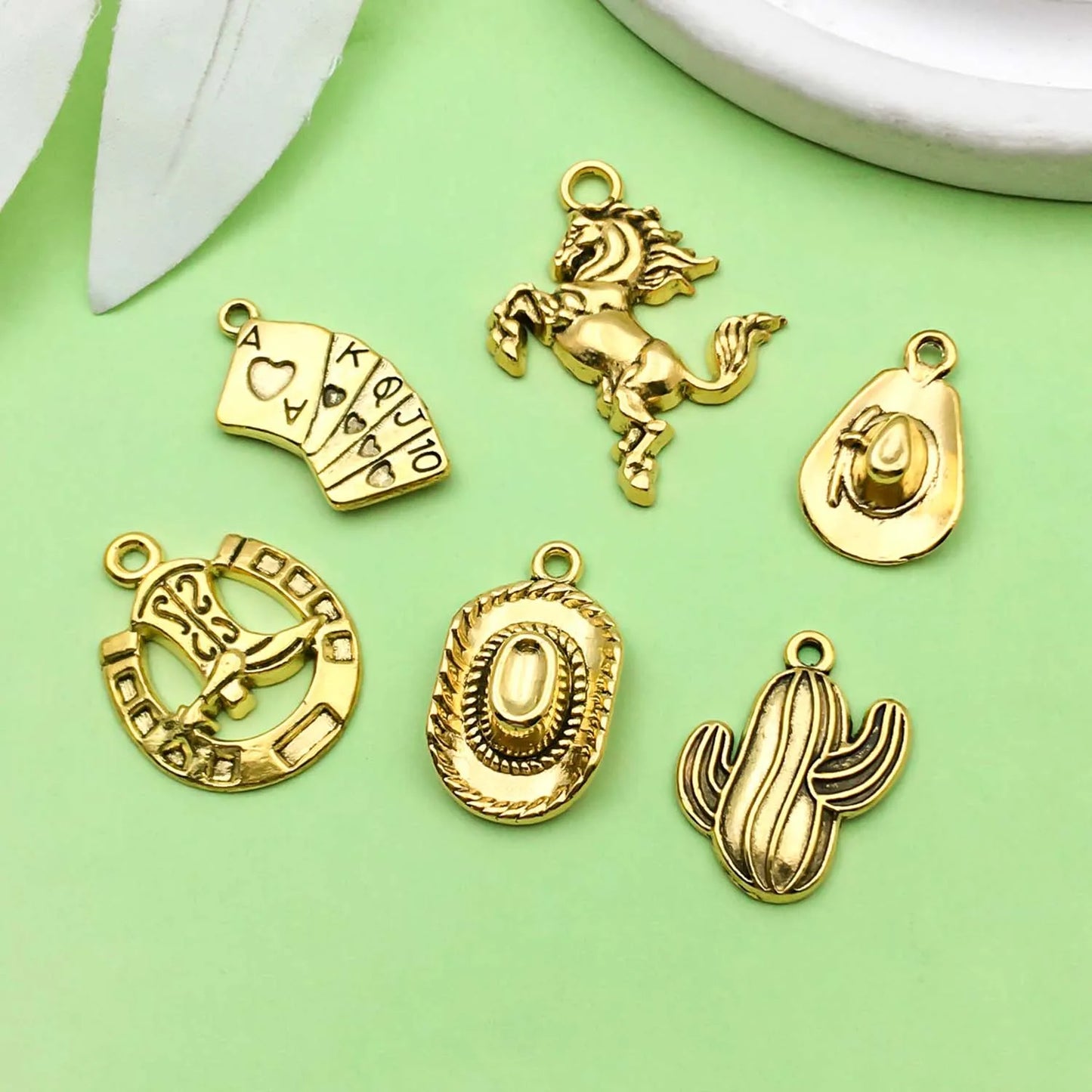 20pcs Western Cowboy Charms Alloy Horseshoe, Cactus, Hat, Boots Pendants for DIY Bracelet Necklace Jewelry Making Accessories