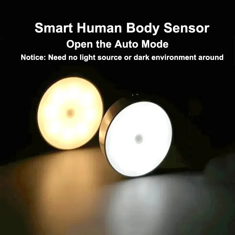 LED Smart Human Body Sensor Night Lights Emergency Automatic Lighting USB Charging Wireless Magentic Suction LED Cabinet Lights