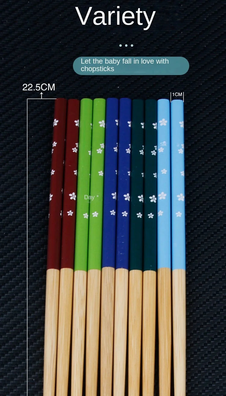 5 pair of bamboo chopsticks household long chopsticks non-slip set tableware chopsticks Multi color Wooden Chopsticks set