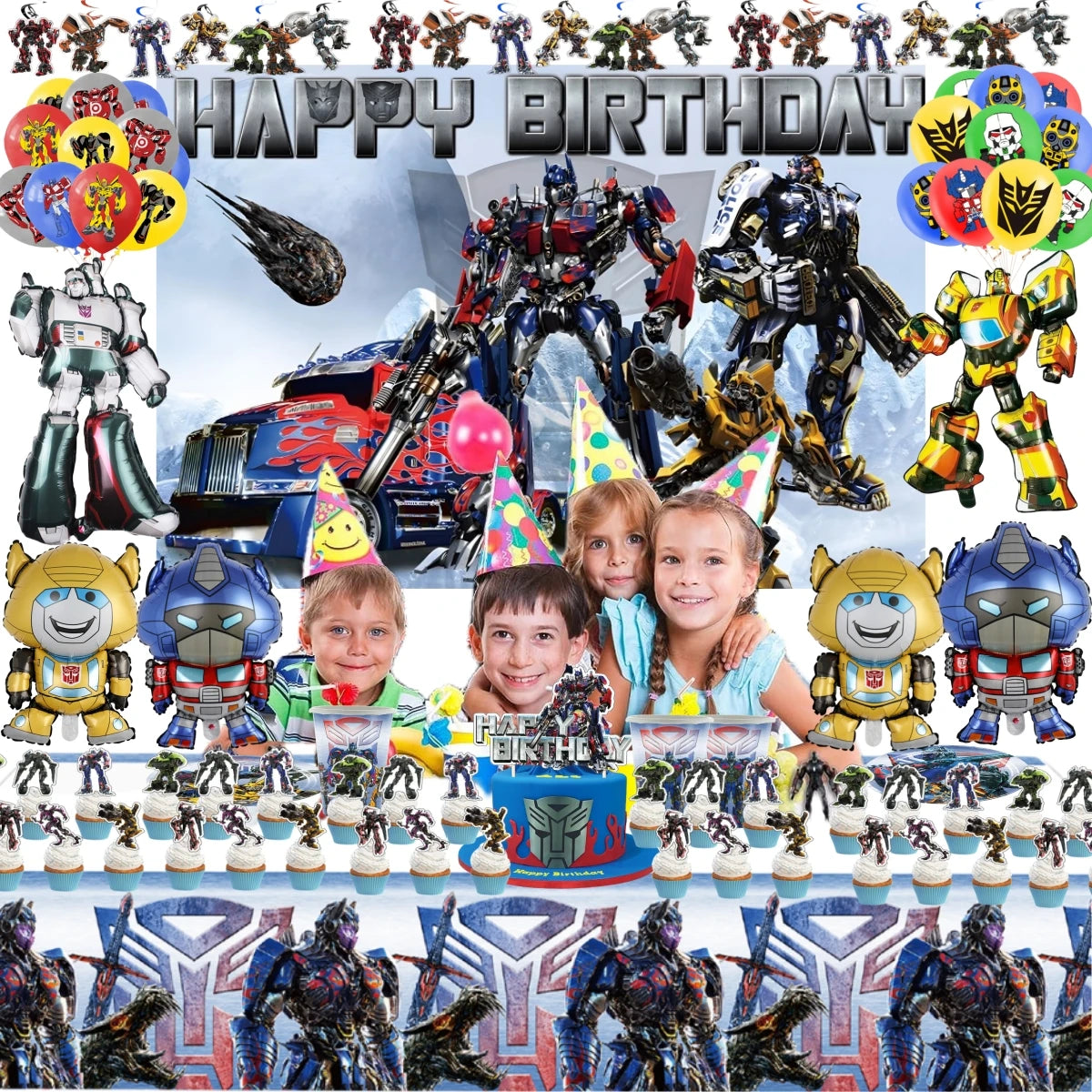 Transformation Birthday Party Decoration Plates Tablecloth Shape Shifting Robot Balloon Backdrop Baby Shower Kids Party Supplies