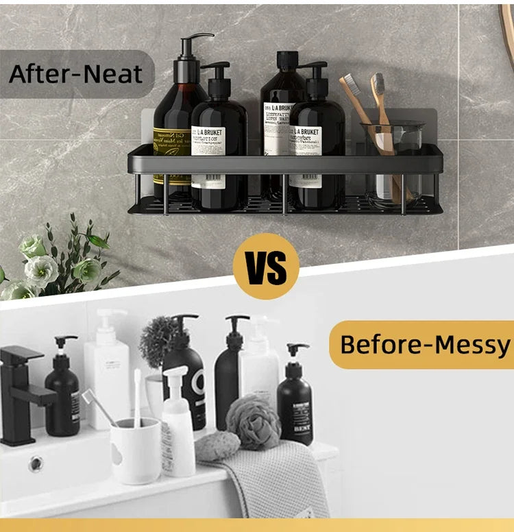 Adhesive Shower Caddy Rustproof Organizers  Large Capacity  No Drilling Shelves for Bathroom Storage  Home Decor