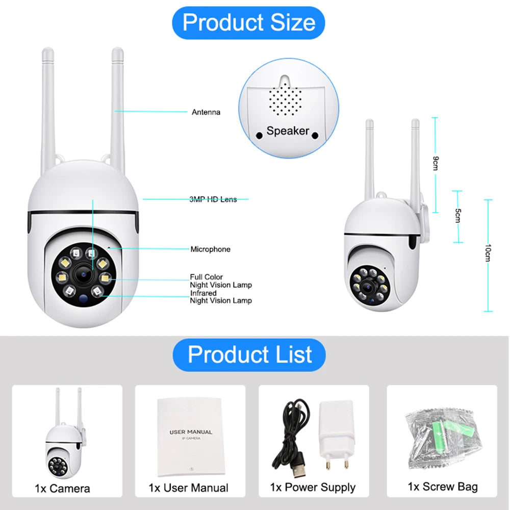 IP WiFi Camera 1080P Outdoor CCTV Video Surveillance Cameras 4X Zoom AI human Detection HD Color Night Vision IP66 waterproof