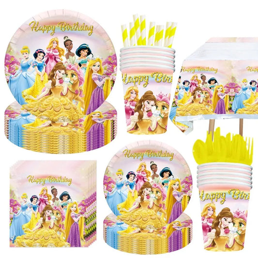 Disney Birthday Party New Table Cloth Princess Belle Snow White Tableware Paper Towels Decorative Party Supplies