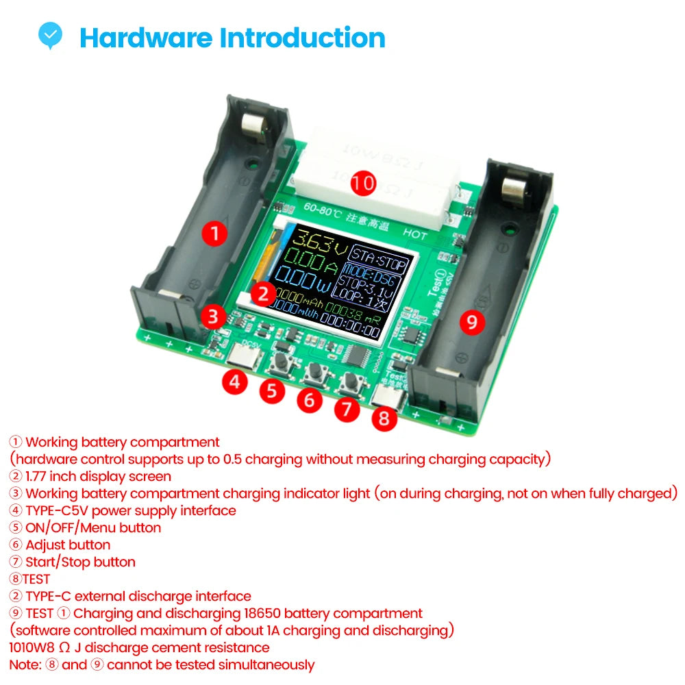 Type-C LCD 4/1 Channel Display Battery Capacity Tester MAh Lithium Digital Battery Detector Module For 18650 Battery Tester