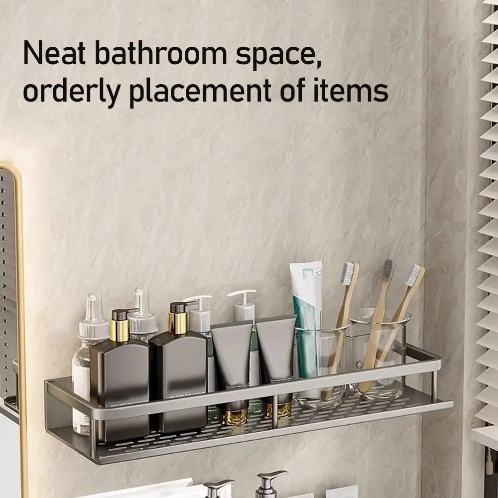 Bathroom Shelves Corner Shower Shelf Aluminum Wall Mount Shampoo Storage Rack Holders No Drill Kitchen Bathroom Accessories