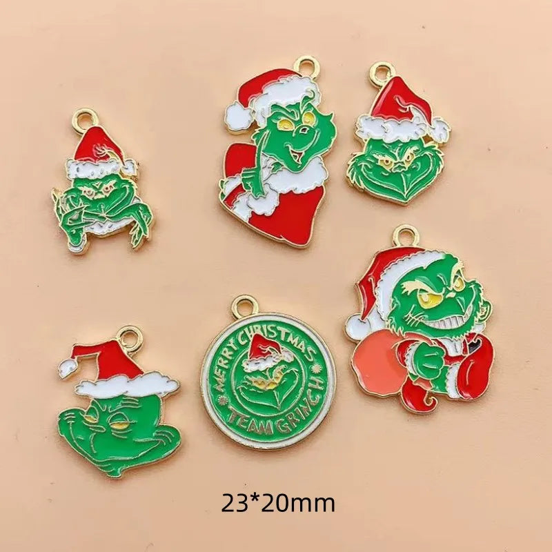 10 pcs cartoon Christmas Metal Charms DIY Earring Keychain Necklace Jewelry Making Pendants Accessories