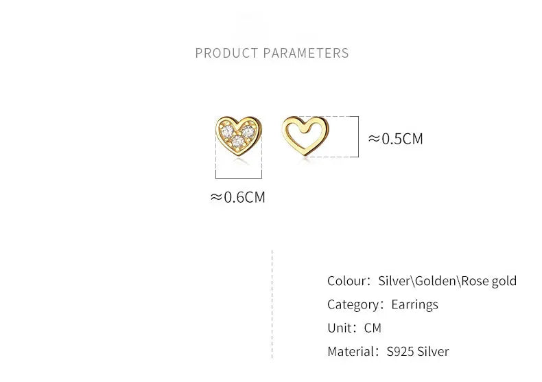 La Monada Womens Earrings Silver 925 Ear Piercing Small Hollow Heart 925 Silver Earrings For Women Silver Stud Earrings Girl