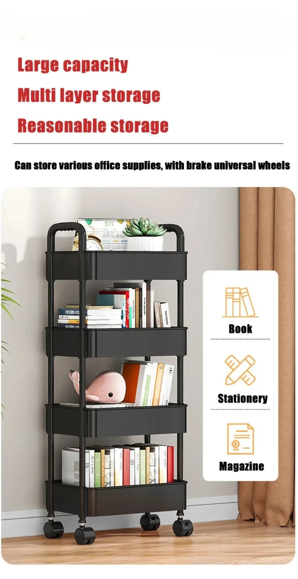 Mobile Storage Rack Trolley Household Kitchen Multifunctional Cart With Wheels Rack Bedroom Multi-Layer Storage Home Accessories