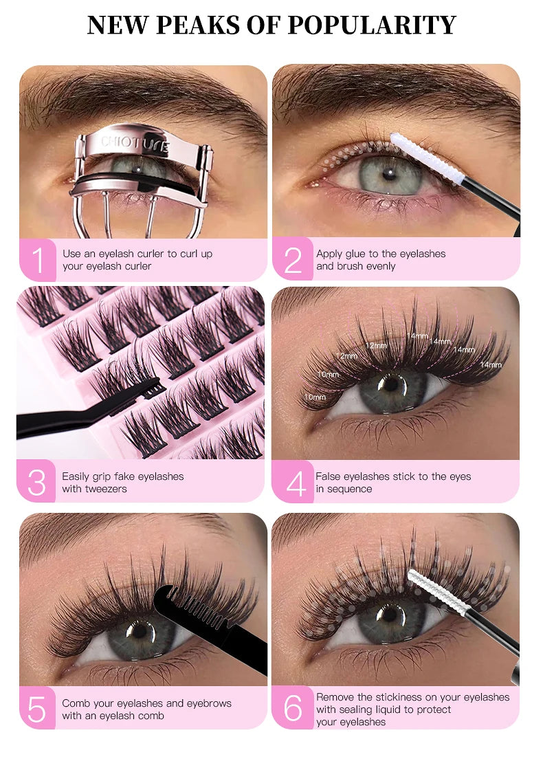 Hot Sales Makeup Looks Natural DIV 120 Clusters DlY Eyelash Extension Kit