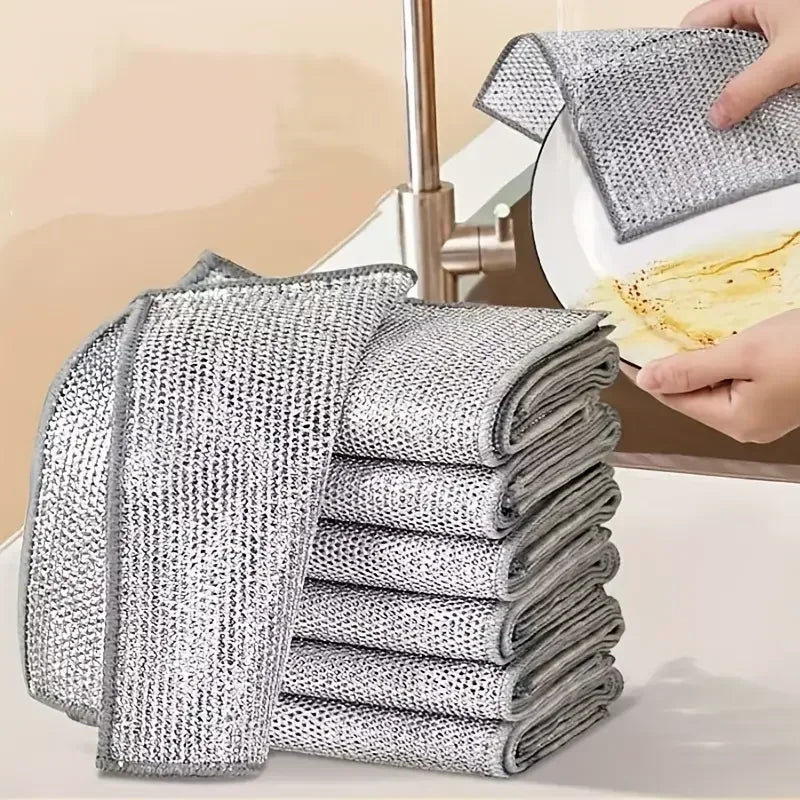 Metal Steel Wire Rags Cloth Home Kitchen Pot Pan Dishwashing Double-sided Dishcloth Cleaning Cloths Towel Scrubber Rag Wholesale