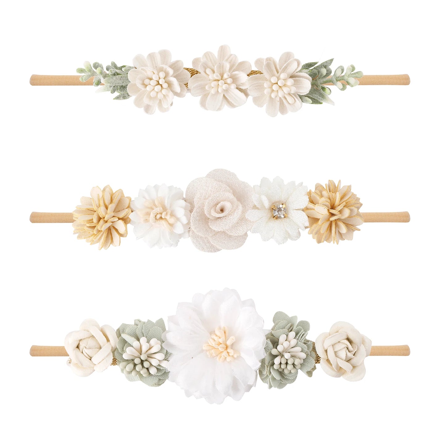 3pcs/set Baby Girl Headband Newborn Elastic Flower Toddler Hair Band Kids Headwear Nylon Soft Hairbands Child Hair Accessories