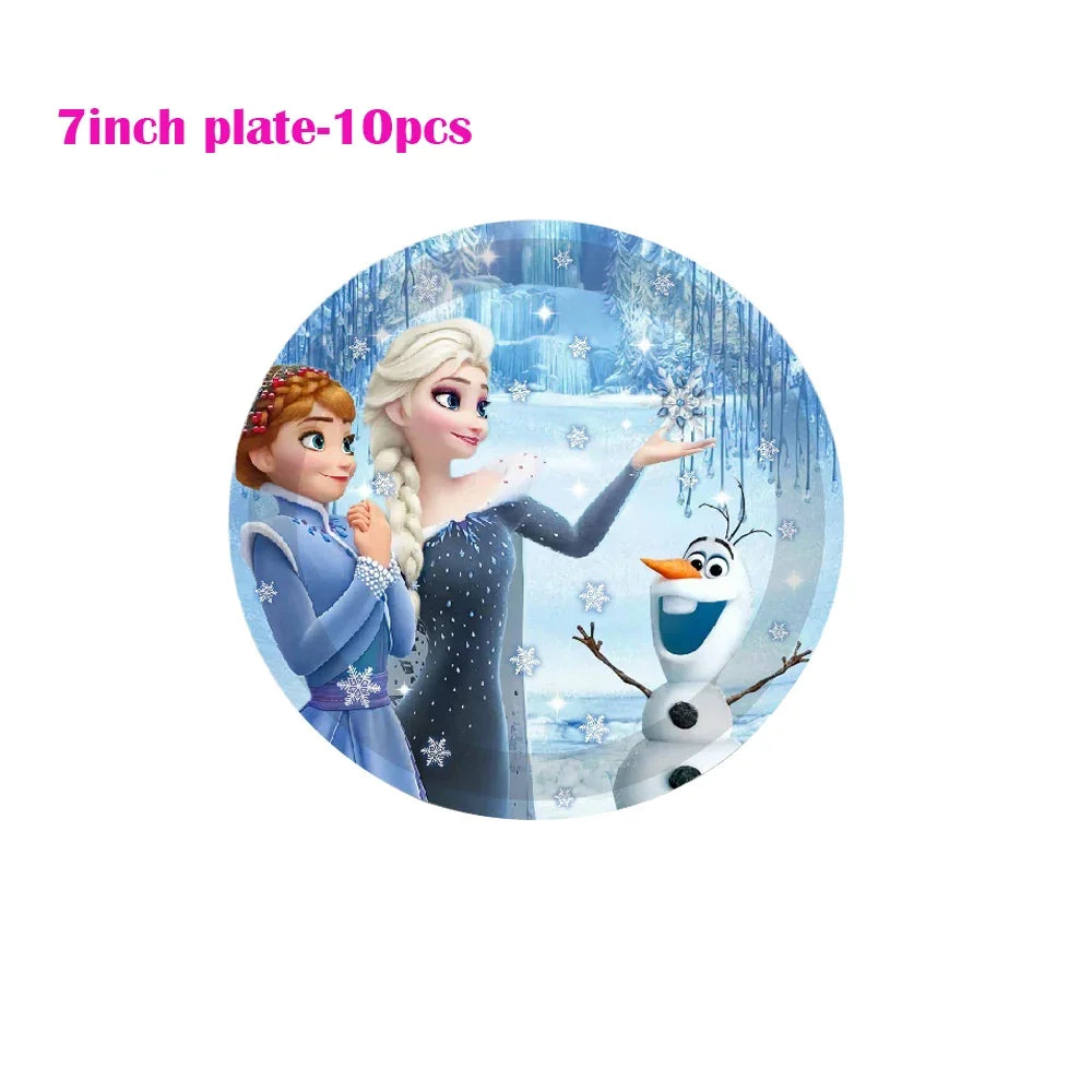 Disney Frozen happy birthday party paper Disposable Tableware Series for 10 guest baby shower girl favor event  party decoration