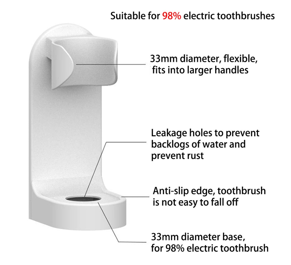 Electric Toothbrush Holder Traceless Toothbrush Stand Rack Wall-Mounted Bathroom Adapt 90% Electric Toothbrush Holder