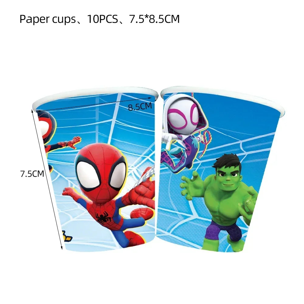 Marvel Birthday Party Tableware Paper Plate Decorations Disposable Tableware Set Supplies Spider-Man and His Best Friends