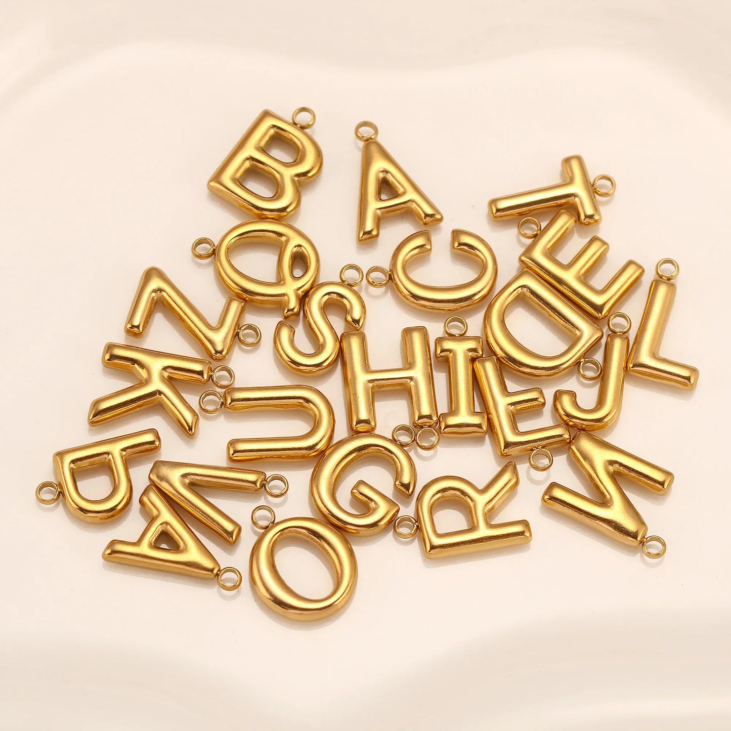 3Pcs/Lot A-Z Alphabet Initial Charm Stainless Steel Dainty Bubble Letter Pendant Fadeless Anti Allergic Charm for Jewelry Making