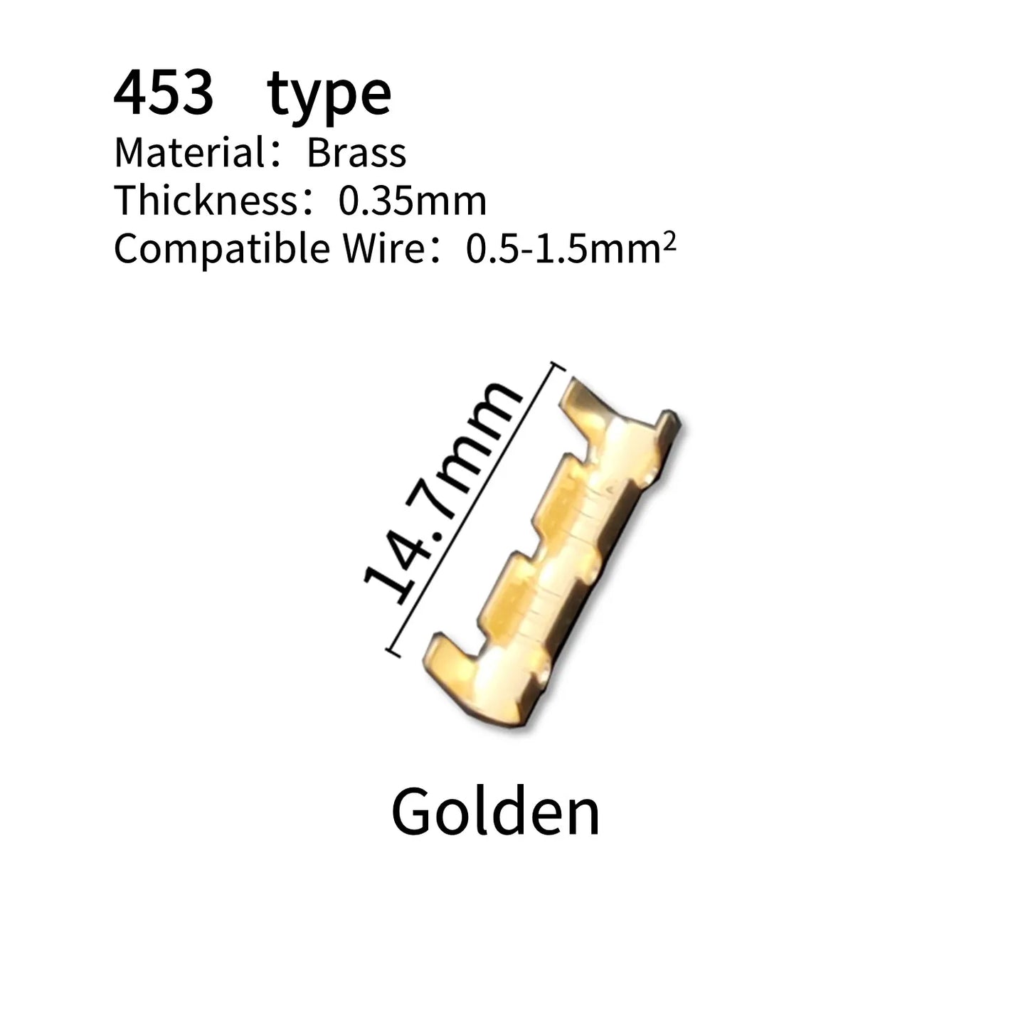 200pcs 453u Type 0.5-1.5mm2 Terminal Connector Dual Interface Terminal Electronic High Precision Brass