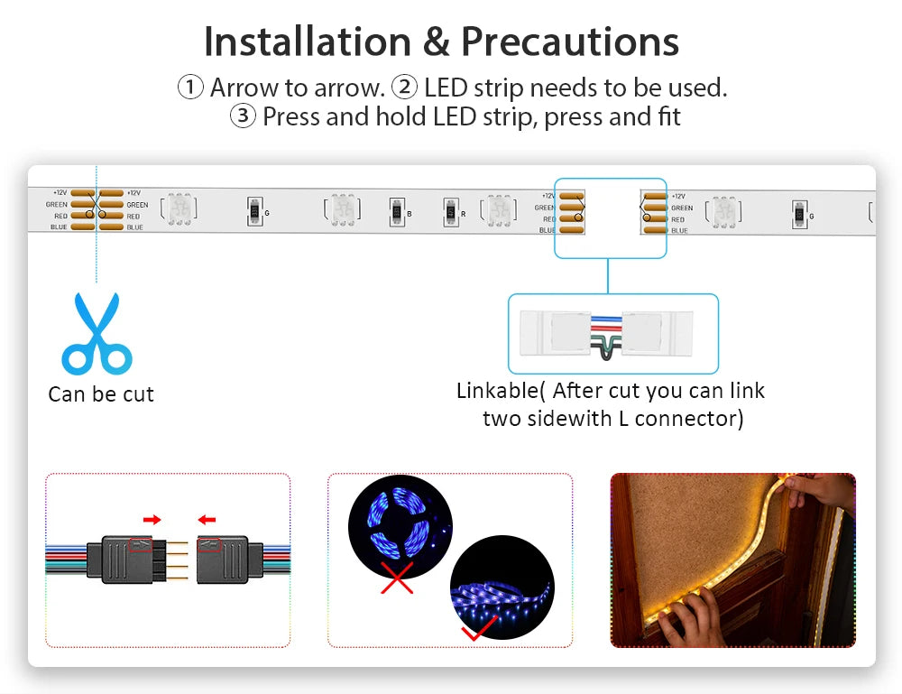 LED Strip Lights RGB 5050 ,5V 1M-30M,16 million colors, RGB , Led Strip Lighting Music Sync, Color Changing for Party Home