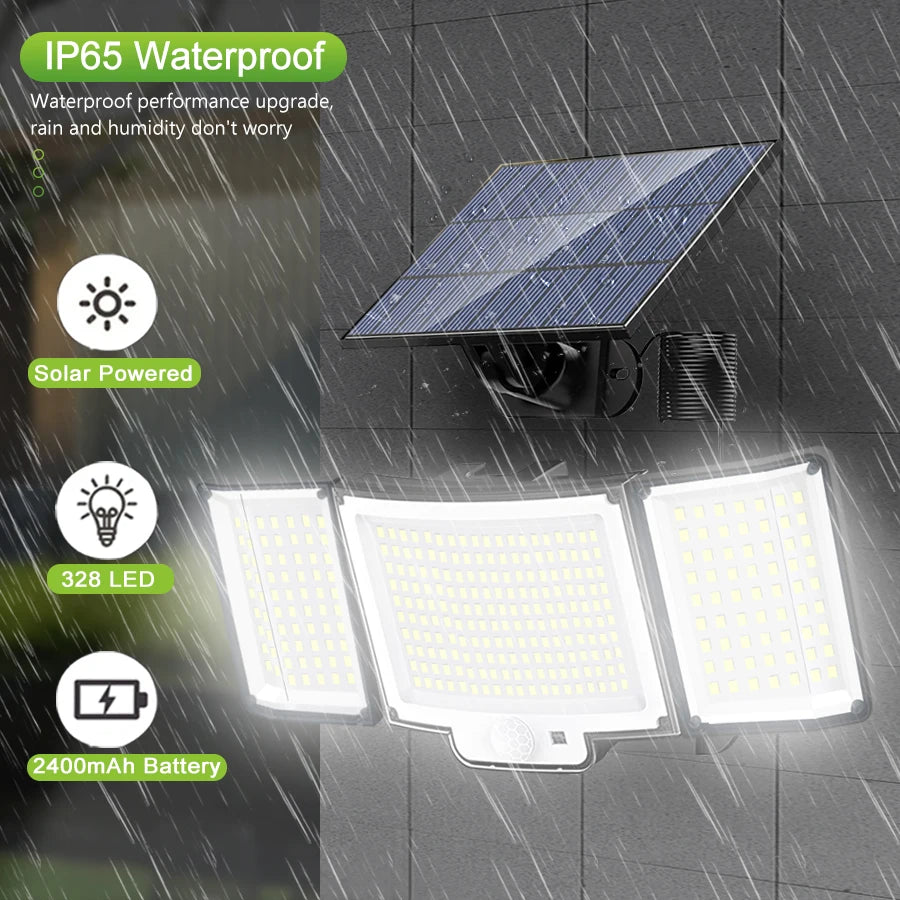 106/318 LED Solar Light Outdoor 328 LED Spotlights IP65 Waterproof Motion Sensor Human Solar Flood Security Lights 3 Modes