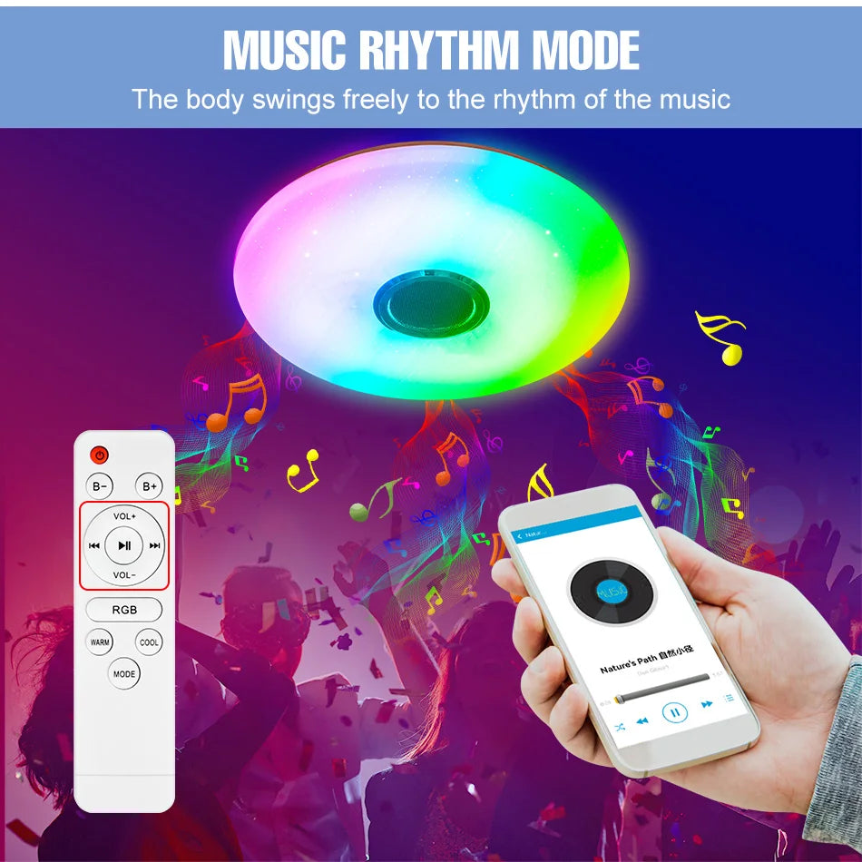 MARPOU RGB Ceiling Lamps  Smart Modern Ceiling Lighting AC 220V Music Remote Application Control Bluetooth Speaker Indoor Decor